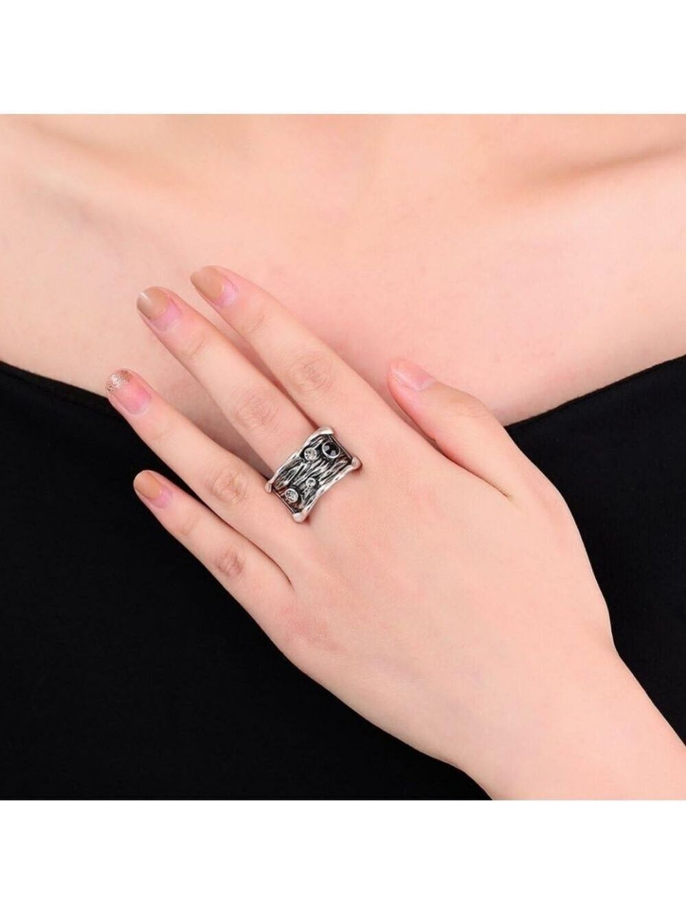 Gothic Crystal Statement Ring - Picture 2 of 5